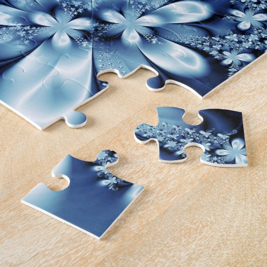 Elegante Cobalt Dark Blue Silky Blume Puzzle (Seite)