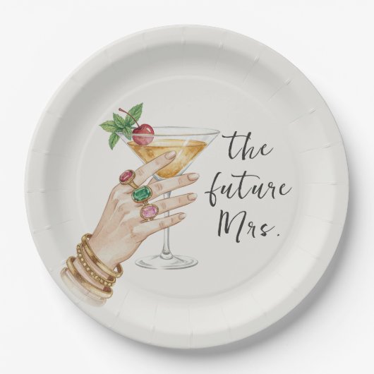 Elegante Cocktail-Hochzeitsdusche Pappteller (Vorderseite)