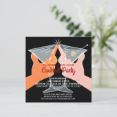 Elegante Cocktail-Party-Martinis Einladung (Stehend Vorderseite)