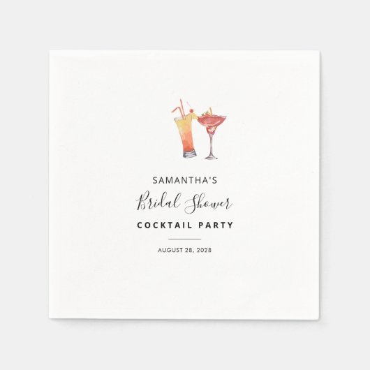 Elegante Cocktails Brautparty Serviette (Vorderseite)