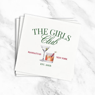 Elegante Cocktails Green & Red Girl's Club Serviette