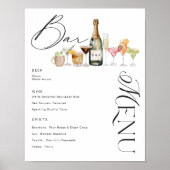 Elegante Cocktails Hochzeitsmenü Bar Poster (Vorne)