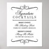 Elegante Cocktails in Schwarz und Weiß Signatur Si Poster (Vorne)