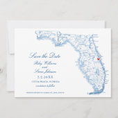 Elegante Cocoa Beach Florida Wedding Navy Karte (Vorderseite)
