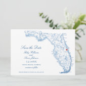 Elegante Cocoa Beach Florida Wedding Navy Karte (Stehend Vorderseite)