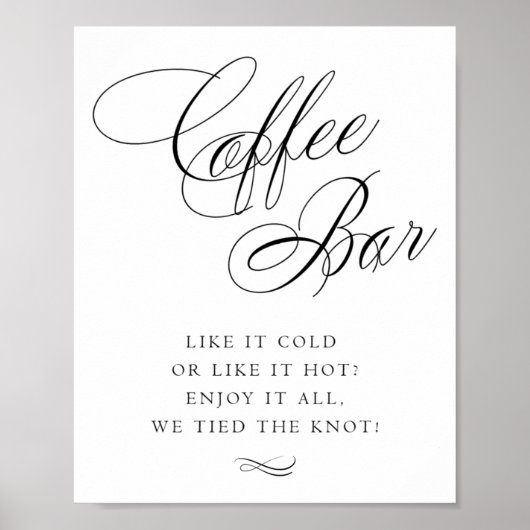 Elegante Coffee Bar Black Calligraphy | Chic Table Poster (Vorne)