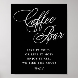 Elegante Coffee Bar White Calligraphy   Chic Table Poster