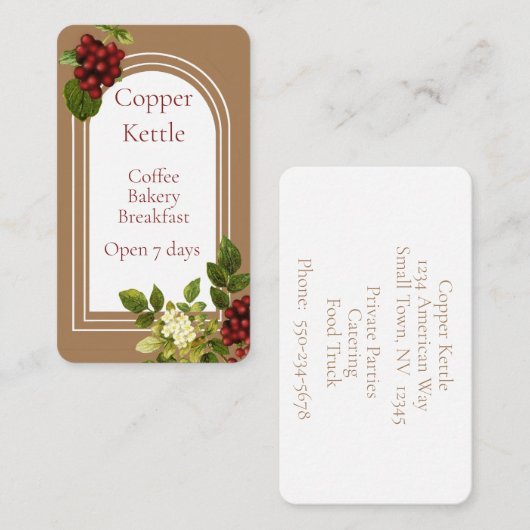 Elegante Coffee Shop Visitenkarte (Vorne/Hinten)