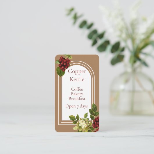 Elegante Coffee Shop Visitenkarte (Stehend Vorderseite)