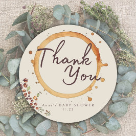 Elegante Coffee Theme Baby Shower Runder Aufkleber