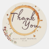 Elegante Coffee Theme Baby Shower Runder Aufkleber (Vorderseite)