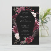 Elegante Coffin Floral Gothic Halloween Hochzeit Einladung (Stehend Vorderseite)