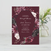 Elegante Coffin Floral Gothic Halloween Hochzeit Einladung (Stehend Vorderseite)