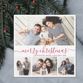 Elegante Collage Red White Snowflakes Weihnachten