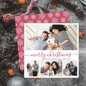 Elegante Collage Red White Snowflakes Weihnachten