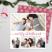 Elegante Collage Red White Snowflakes Weihnachten