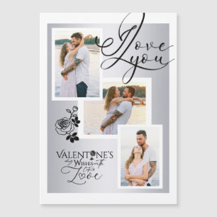 Elegante Collage zum Valentinstag Magnetkarte