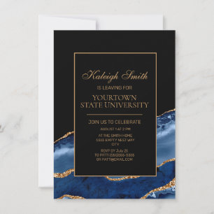 Elegante College Trunk-Party in Navyblau mit schwa Einladung