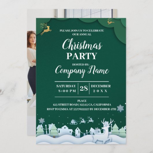Elegante Company Cocktail Weihnachts-Party Einladu Einladung (Vorne/Hinten)