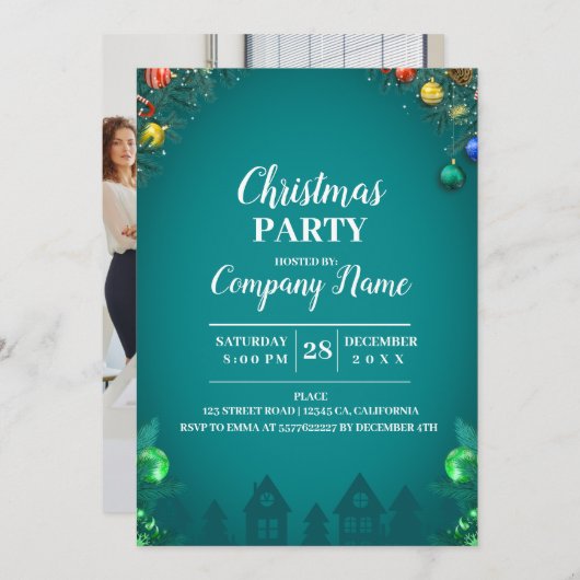 Elegante Company Cocktail Weihnachts-Party Invita Einladung (Vorne/Hinten)