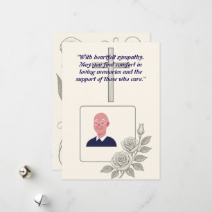 Elegante Condolence Card mit Cross- und Foto-Rahme Feiertagskarte