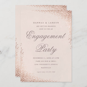 Elegante Confetti Rose Gold Engagement Party Einladung