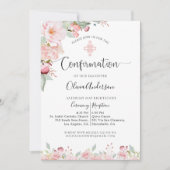 Elegante Confirmation Rose Gold, Minze Floral Einladung (Vorderseite)