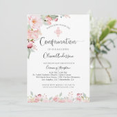 Elegante Confirmation Rose Gold, Minze Floral Einladung (Stehend Vorderseite)