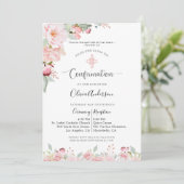 Elegante Confirmation Rose Gold, Minze Floral, Ver Einladung (Stehend Vorderseite)