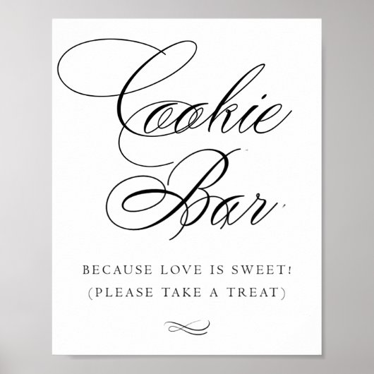 Elegante Cookie Bar Black Calligraphy | Chic Table Poster (Vorne)