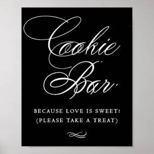 Elegante Cookie Bar White Calligraphy Chic Table Poster