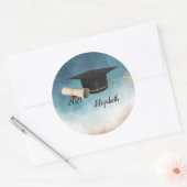 Elegante Cool Graduation Cap , Diplom Runder Aufkleber (Umschlag)