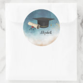 Elegante Cool Graduation Cap , Diplom Runder Aufkleber (Tasche)