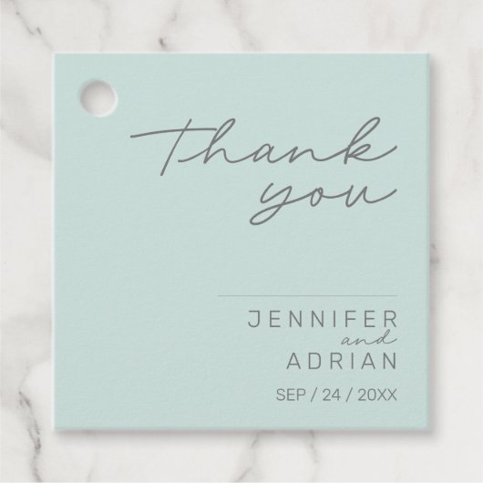 Elegante Cool Mint Minimal Danke Hochzeit Geschenkanhänger (Vorderseite)