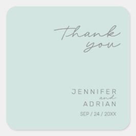 Elegante Cool Mint Minimal Danke Hochzeit Quadratischer Aufkleber