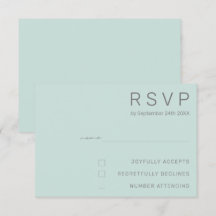 Elegante Cool Mint Minimal Moderne Hochzeit RSVP
