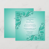 Elegante, coole aquamarine Blumenhochzeit Einladung (Vorne/Hinten)