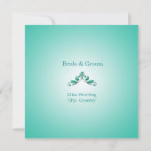 Elegante, coole aquamarine Blumenhochzeit Einladung (Rückseite)