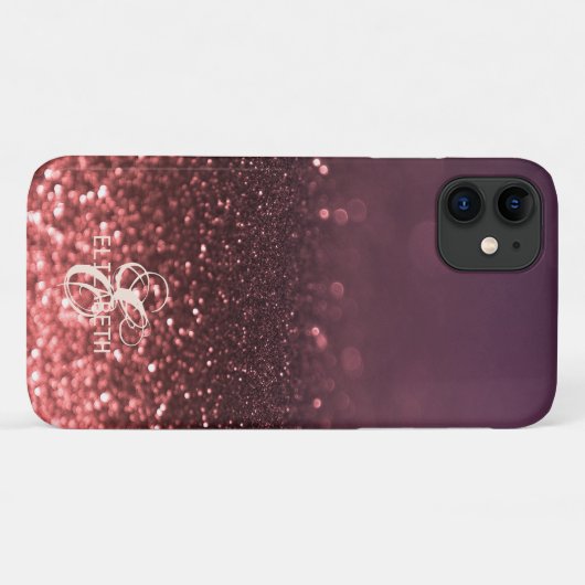 Elegante Coole Rose Gold Glitzer Bokeh Monogramm Case-Mate iPhone Hülle (Rückseite (Horizontal))