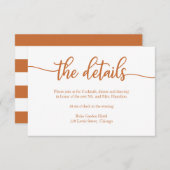 Elegante Copper Calligraphy Wedding Details Card RSVP Karte (Vorne/Hinten)