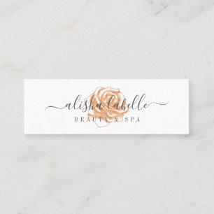 Elegante Copper Floral Rose Blume & Script Mini Visitenkarte