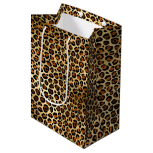 Elegante Copper Gold Leopard Animal Print Mittlere Geschenktüte
