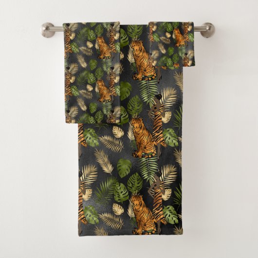 Elegante Copper Green Gold Tiger Lady Badhandtuch Set (Insitu)