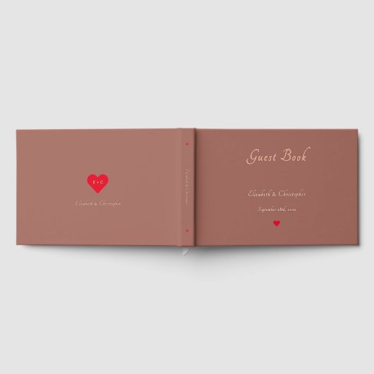 Elegante Copper Rust Rose Gold Hochzeiten Jahresta Gästebuch (Voll)