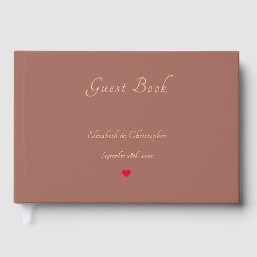 Elegante Copper Rust Rose Gold Hochzeiten Jahresta Gästebuch (Vorderseite)