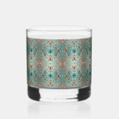 Elegante Copper Turquois Floral Circles Whiskyglas (Vorderseite)
