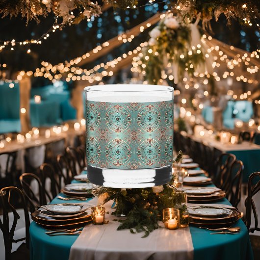 Elegante Copper Turquois Floral Circles Whiskyglas