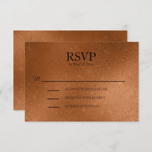 Elegante Copper Wedding RSVP (Vorne/Hinten)