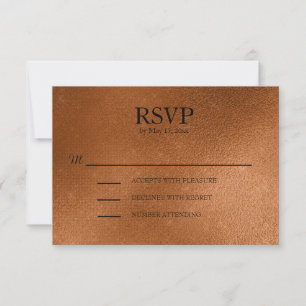 Elegante Copper Wedding RSVP Karte