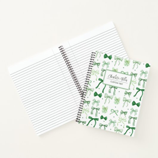 Elegante Coquette Ästhetische Grüne Bögen Spirale Notizblock (Innenseite)